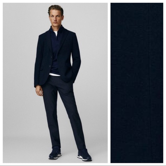 NWT. Massimo Dutti Navy Blue Viscose Blazer/Jersey Jacket. Size 44. - Picture 3 of 11